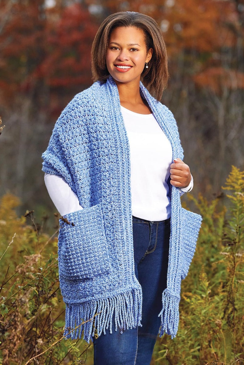 Granny Square Crochet Scarf Shawl With Pockets Pocket Shawl