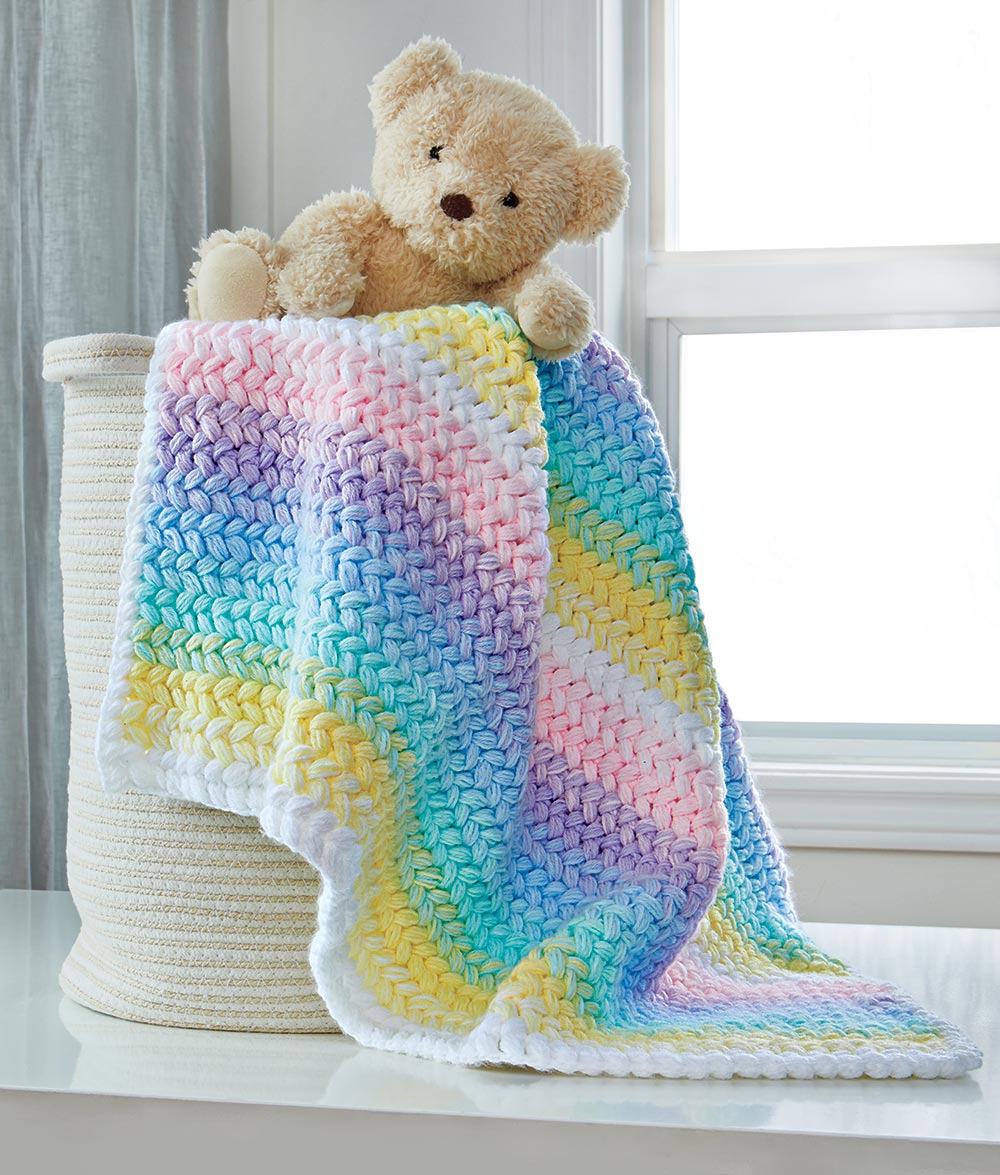 Braided Rainbow Crochet Baby Blanket