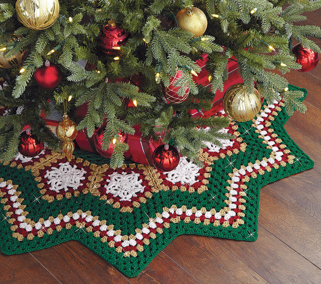 Sparkle Christmas Tree Skirt Crochet Kit | Mary Maxim sparkle-christmas-tree-skirt-crochet-kit-mary-maxim