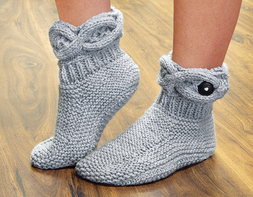 Cabled Cuff Slippers (Size 7-9")