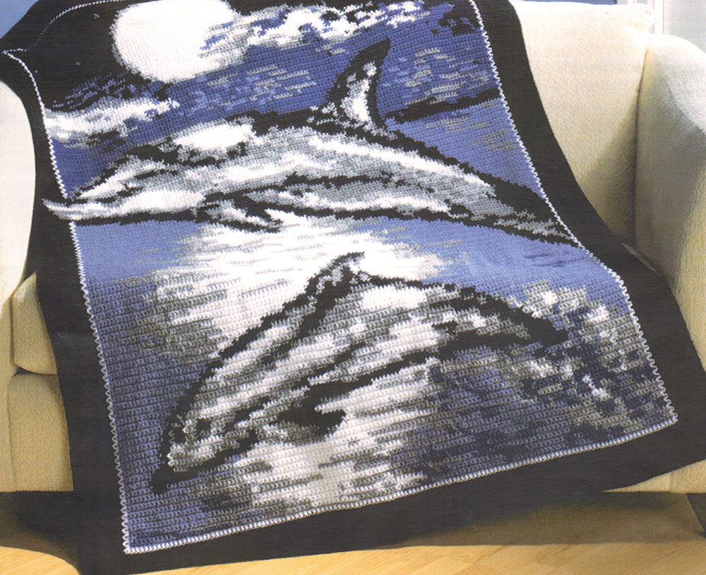 Dolphins at Play Afghan Pattern