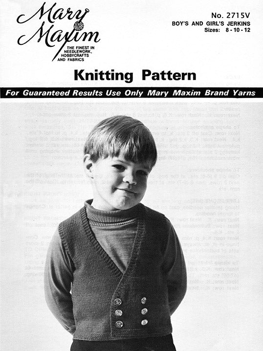 Boy's and Girl's Jerkins Pattern