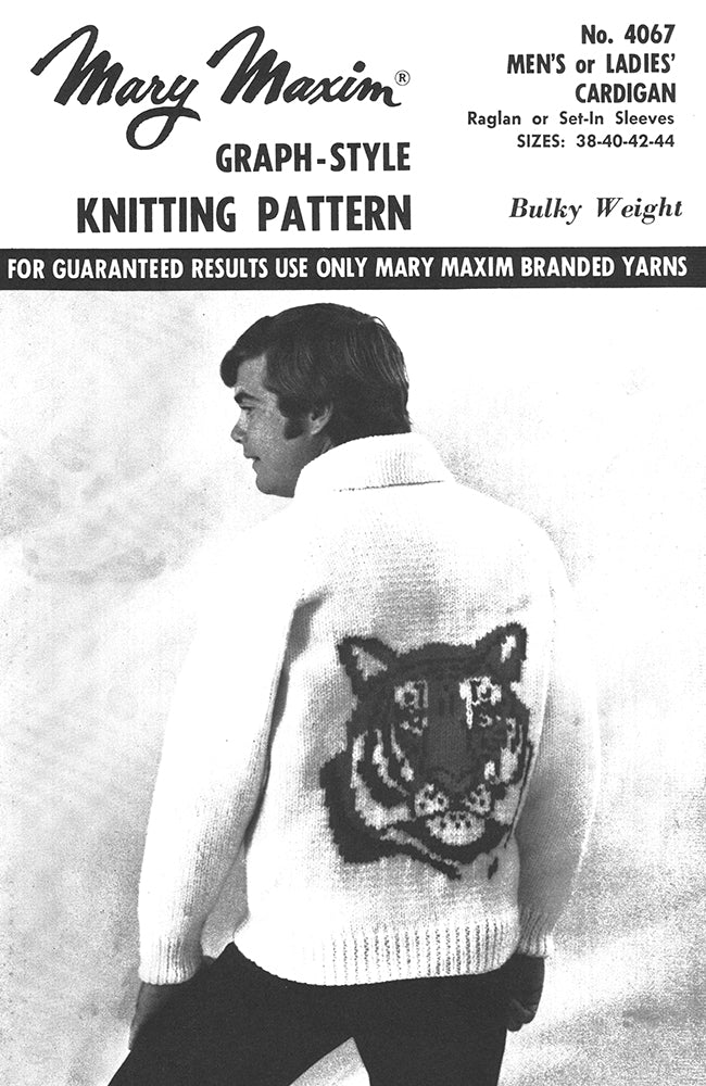 Men's or Ladies' Tiger Cardigan Pattern