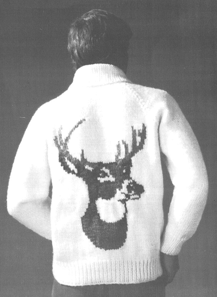 Men's or Ladies' Deer Cardigan Pattern