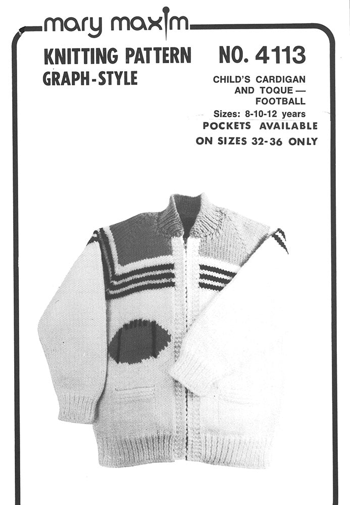 Child's Football Cardigan And Toque Pattern