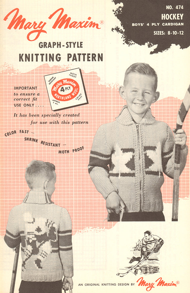 Adult's Hockey Cardigan Knit Pattern | Mary Maxim