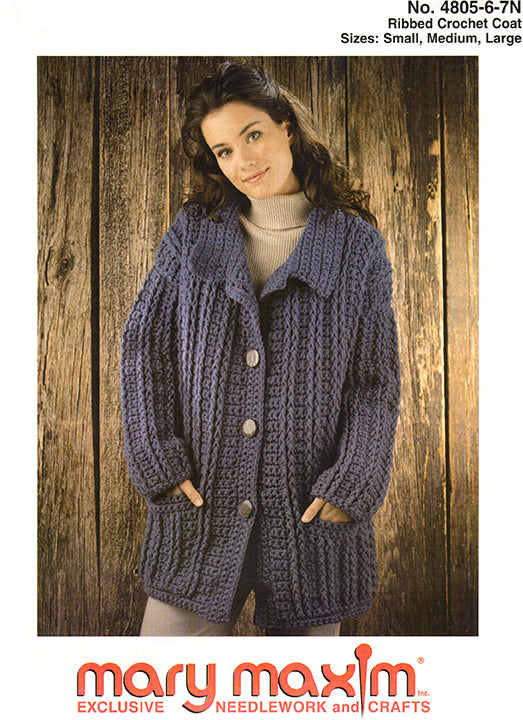 Ribbed Crochet Coat Pattern – Mary Maxim - Main Image