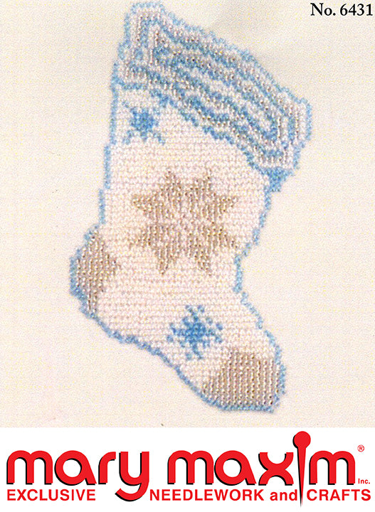White/Blue Beaded Stockings Pattern