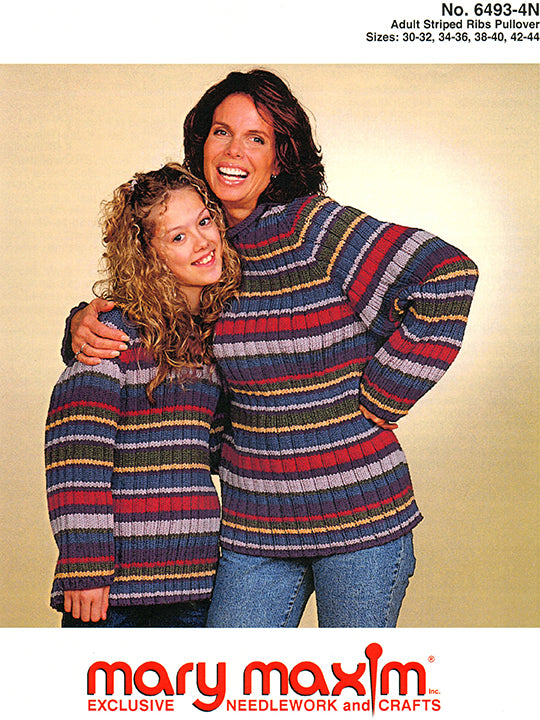 Adult Striped Ribs Pullover Pattern
