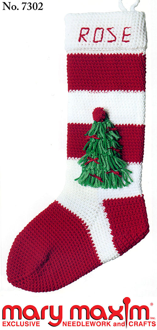 Shaggy Tree Christmas Stockings Pattern