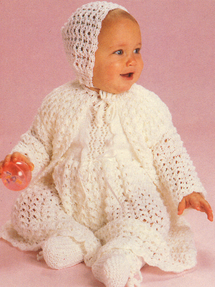 Christening Dress, Sweater, Booties and Bonnet Pattern Christening Dress, Sweater, Booties and Bonnet Pattern