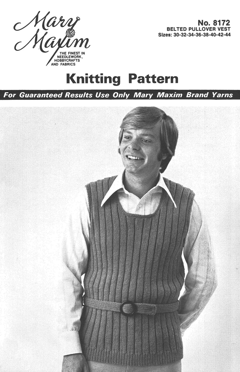 Belted Pullover Vest Pattern – Mary Maxim