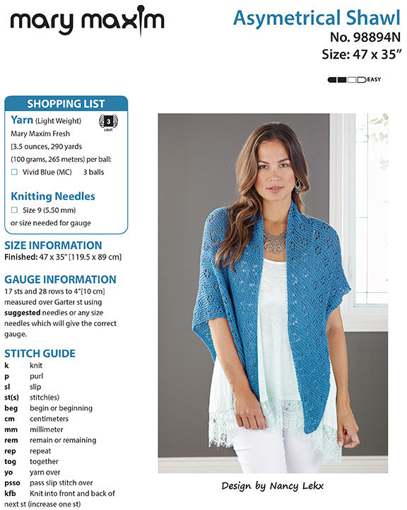Asymmetrical Shawl - Pattern Only – Mary Maxim