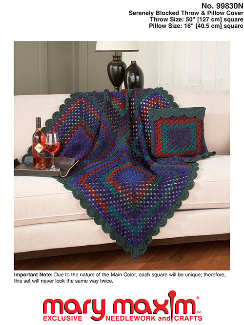 Serenely Blocked Throw and Pillow Cover Pattern