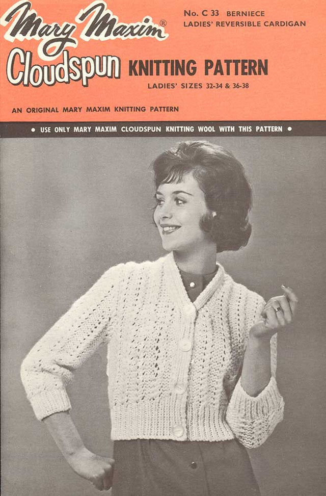 Berniece Ladies' Reversible Cardigan Pattern – Mary Maxim